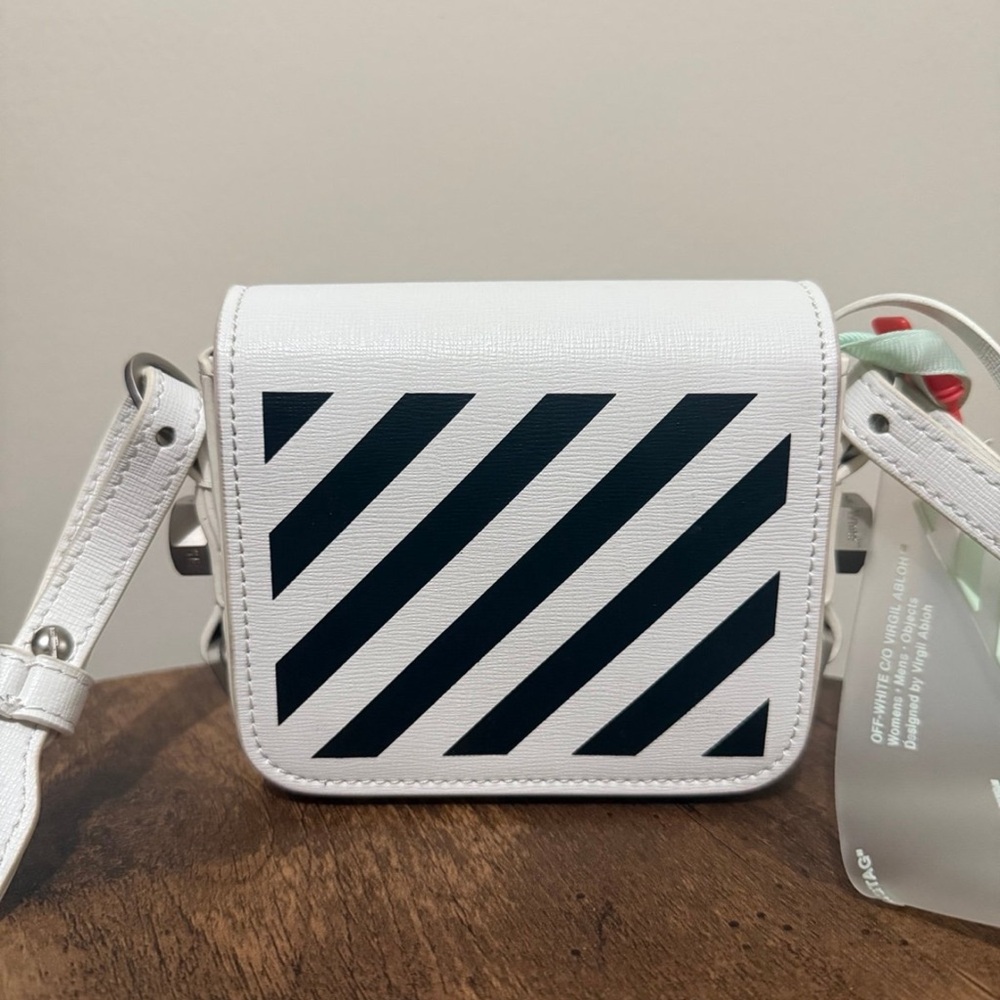 Off-White Black and White Diagonal Stripe Crossbody Bag